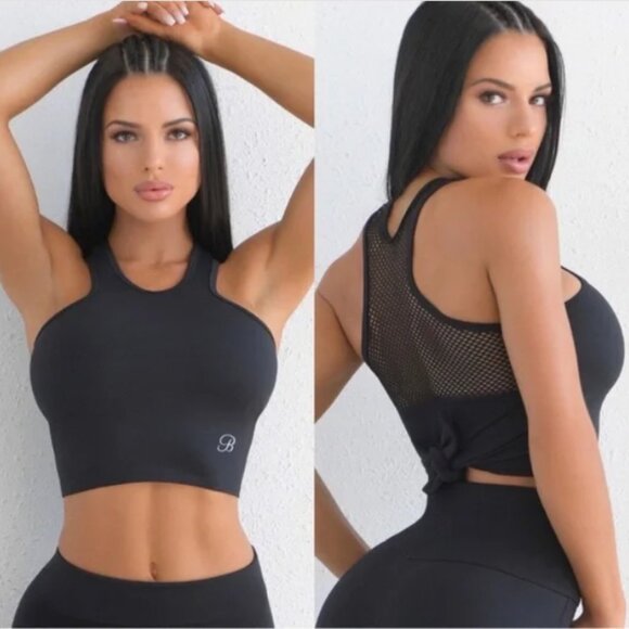 Bombshell Sportswear Tops - Bombshell Sportswear Crop Tie Back Top Black Size XS